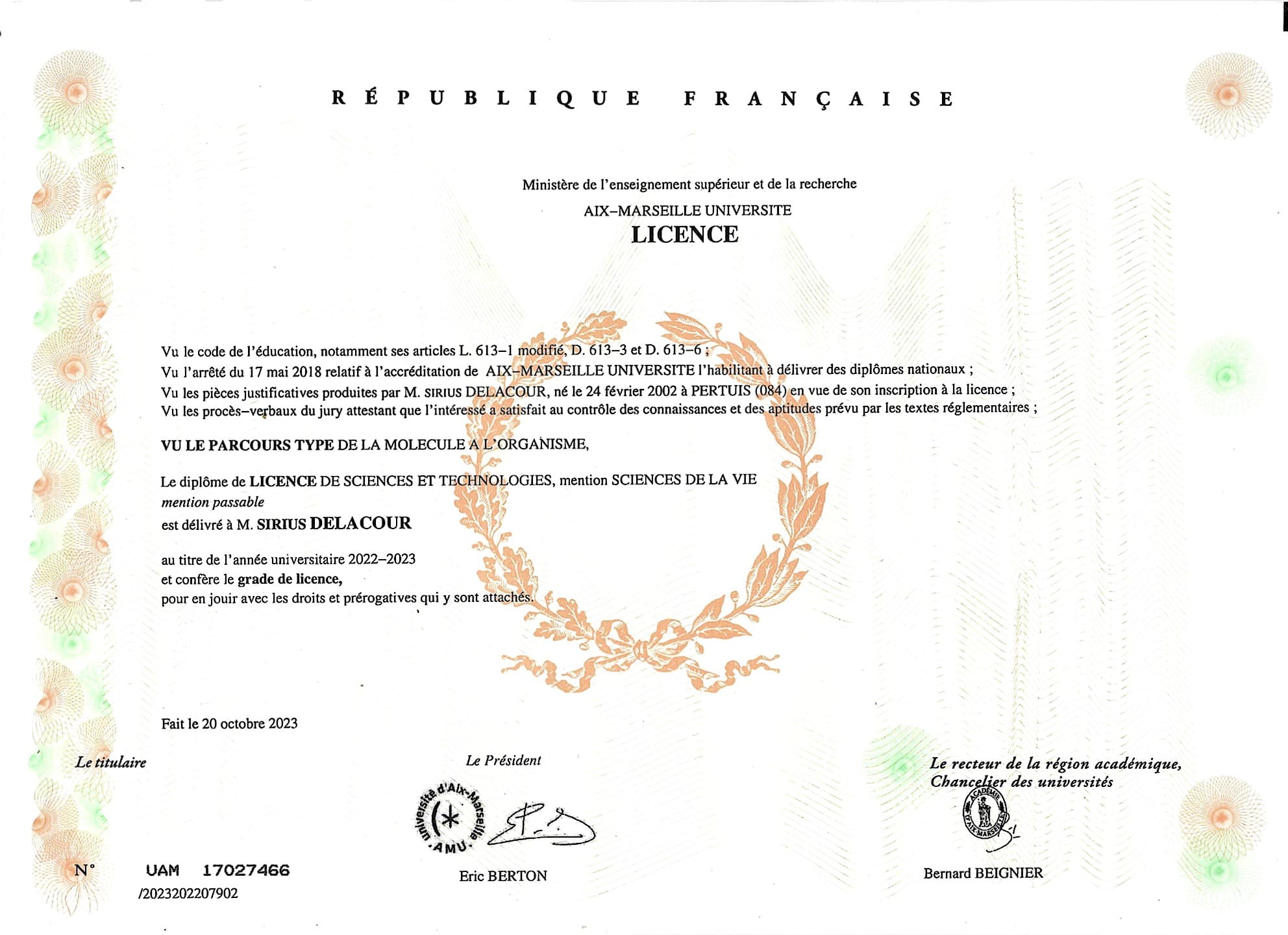 Licence en Biologie Cellulaire