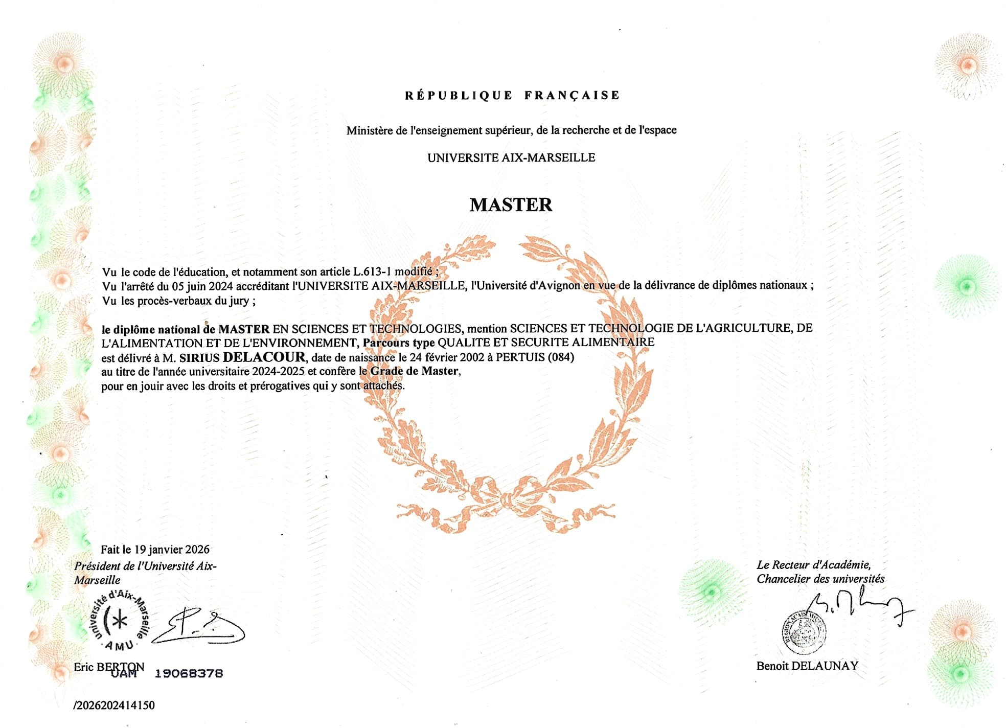 Master en Sciences et Technologies